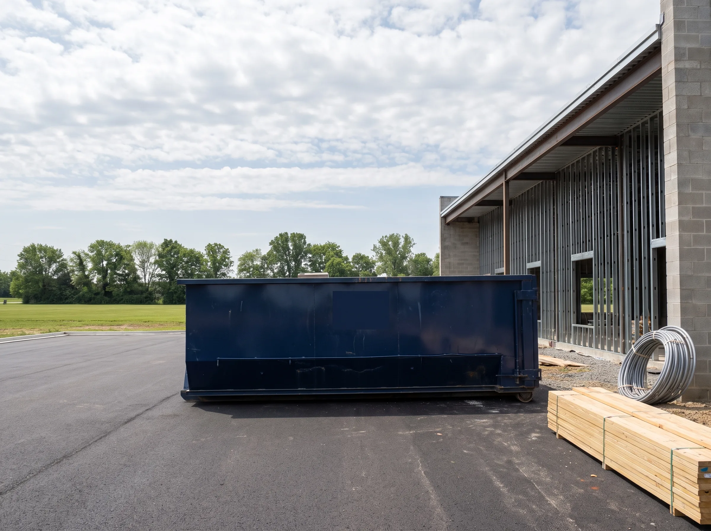 Roll-off dumpster being loaded in St. Louis, MO